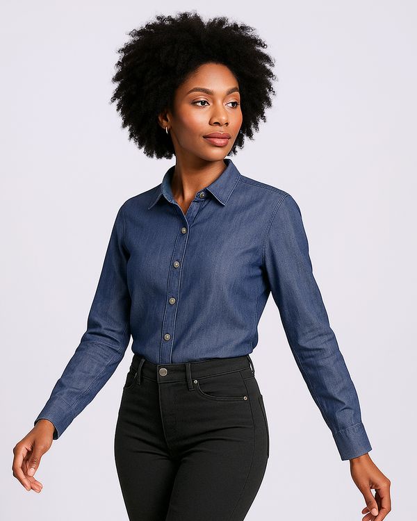 Camisa Feminina Liocel com Botões Azul P