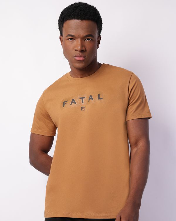 Camiseta Masculina Fatal Manga Curta com Estampa Marrom G