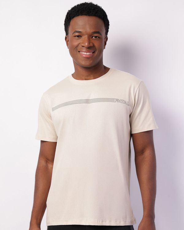 Camiseta Masculina Fatal com Estampa Manga Curta Bege GG