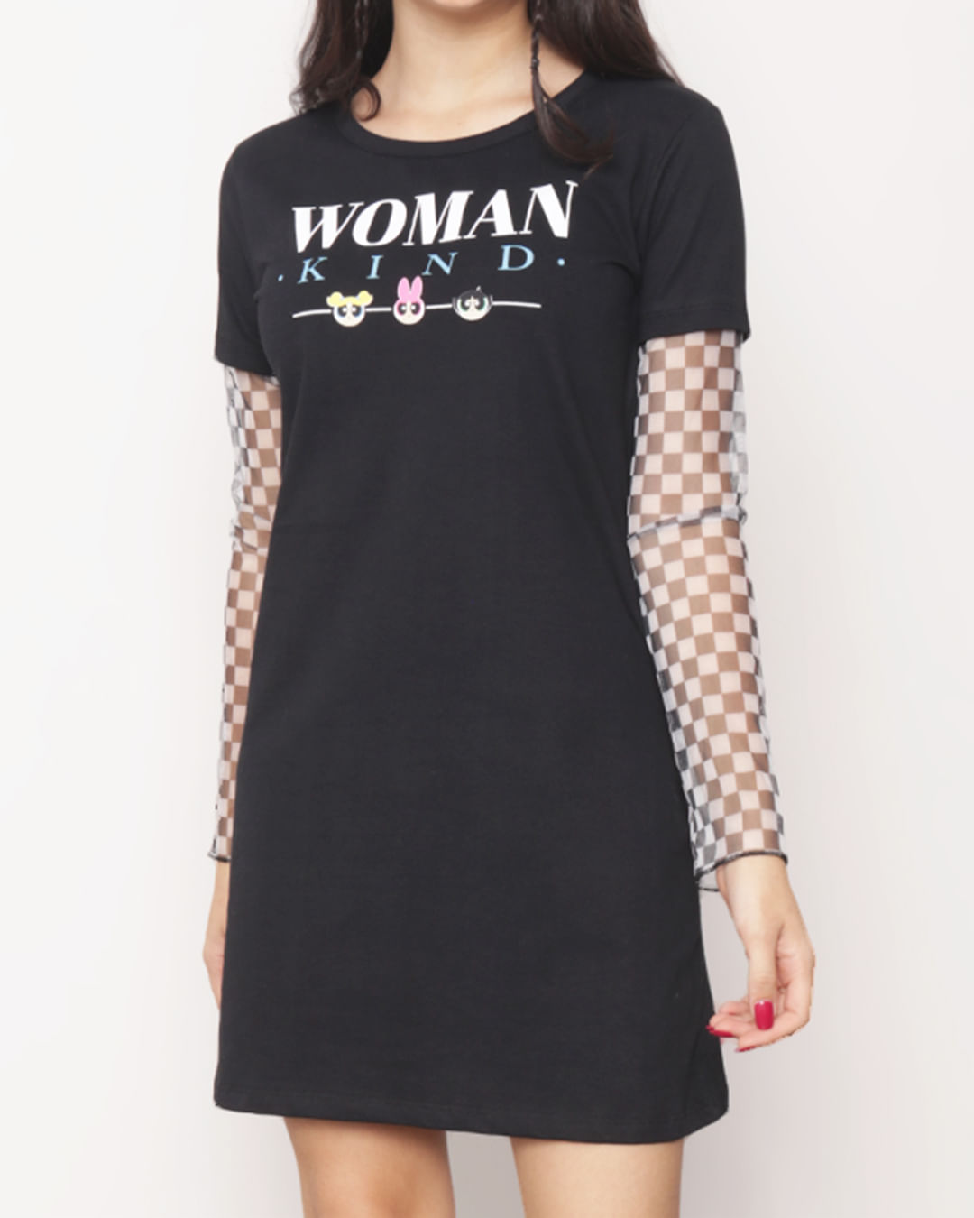 Vestido Juvenil Manga Longa Tule As Meninas Super Poderosas Preto-1751464615495
