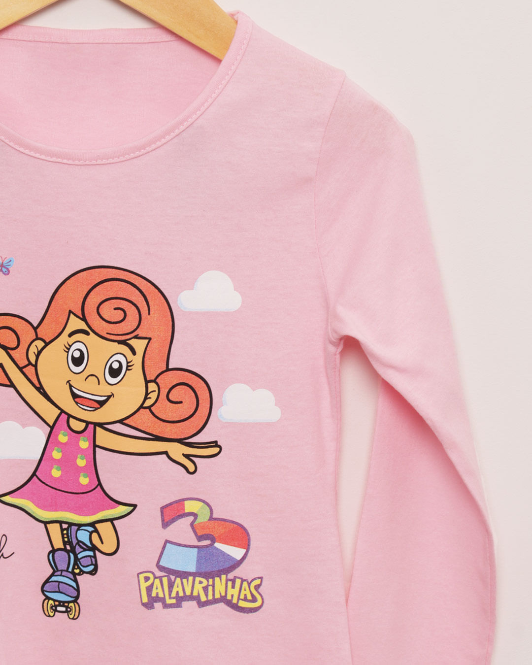 Blusa Bebê Manga Longa Estampa  3 Palavrinhas Rosa Claro-1751465370942