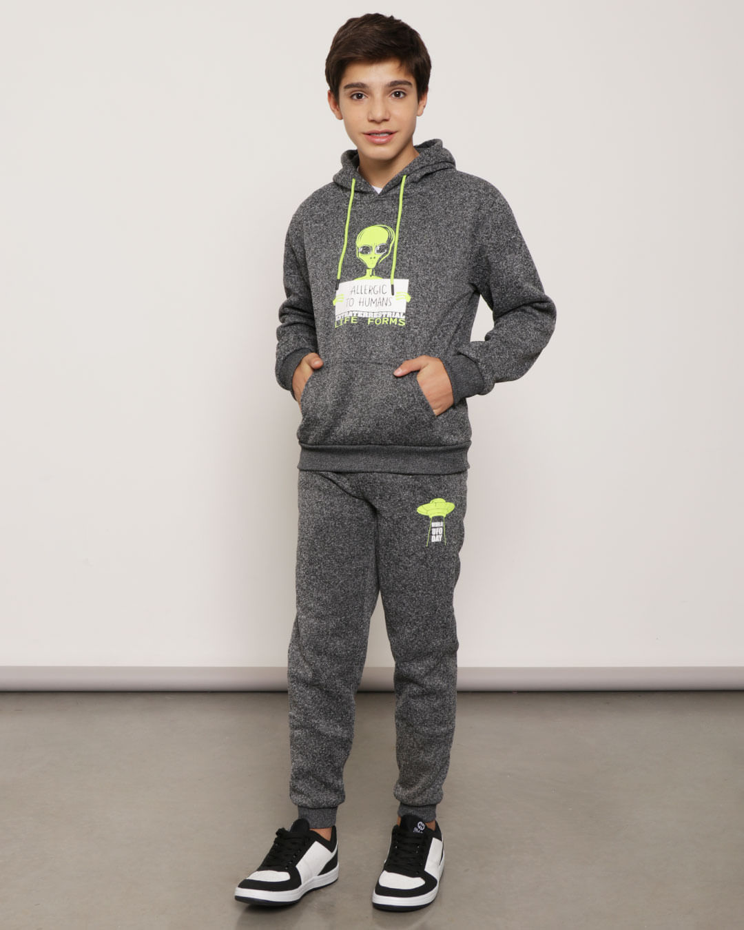 Blusão Moletom Juvenil Com Capuz Mescla-1751465445734