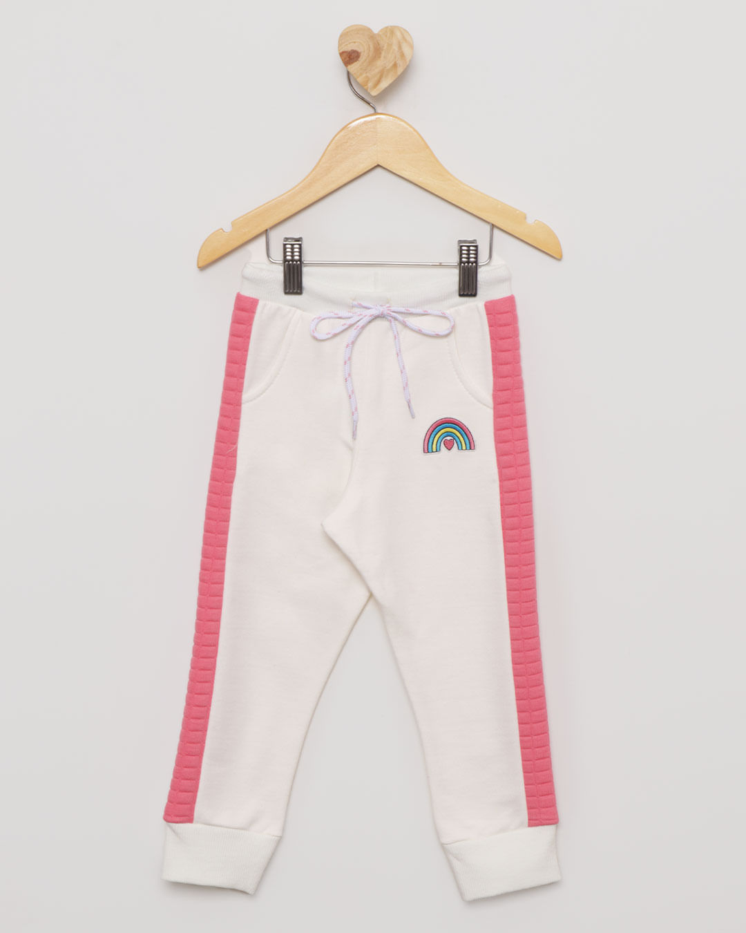 Calça Moletom Bebê Básica com Recorte Matelassê Off White-1751467201889