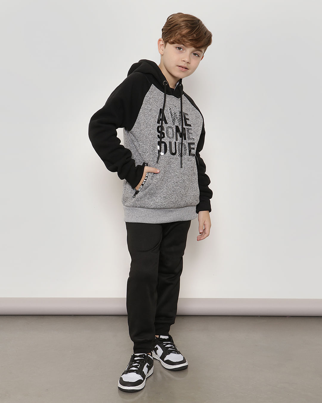 Blusão Moletom Infantil Estampa Capuz Preta-1751468125383
