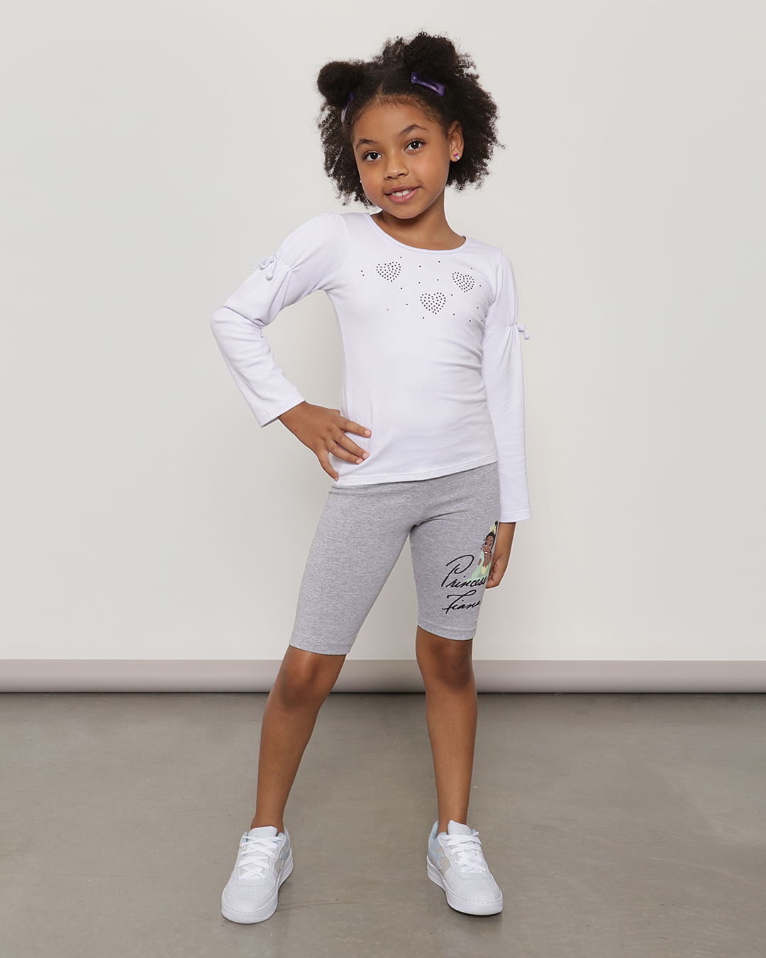 Bermuda Infantil Ciclista Princesa Tiana Disney Cinza-1751468172034