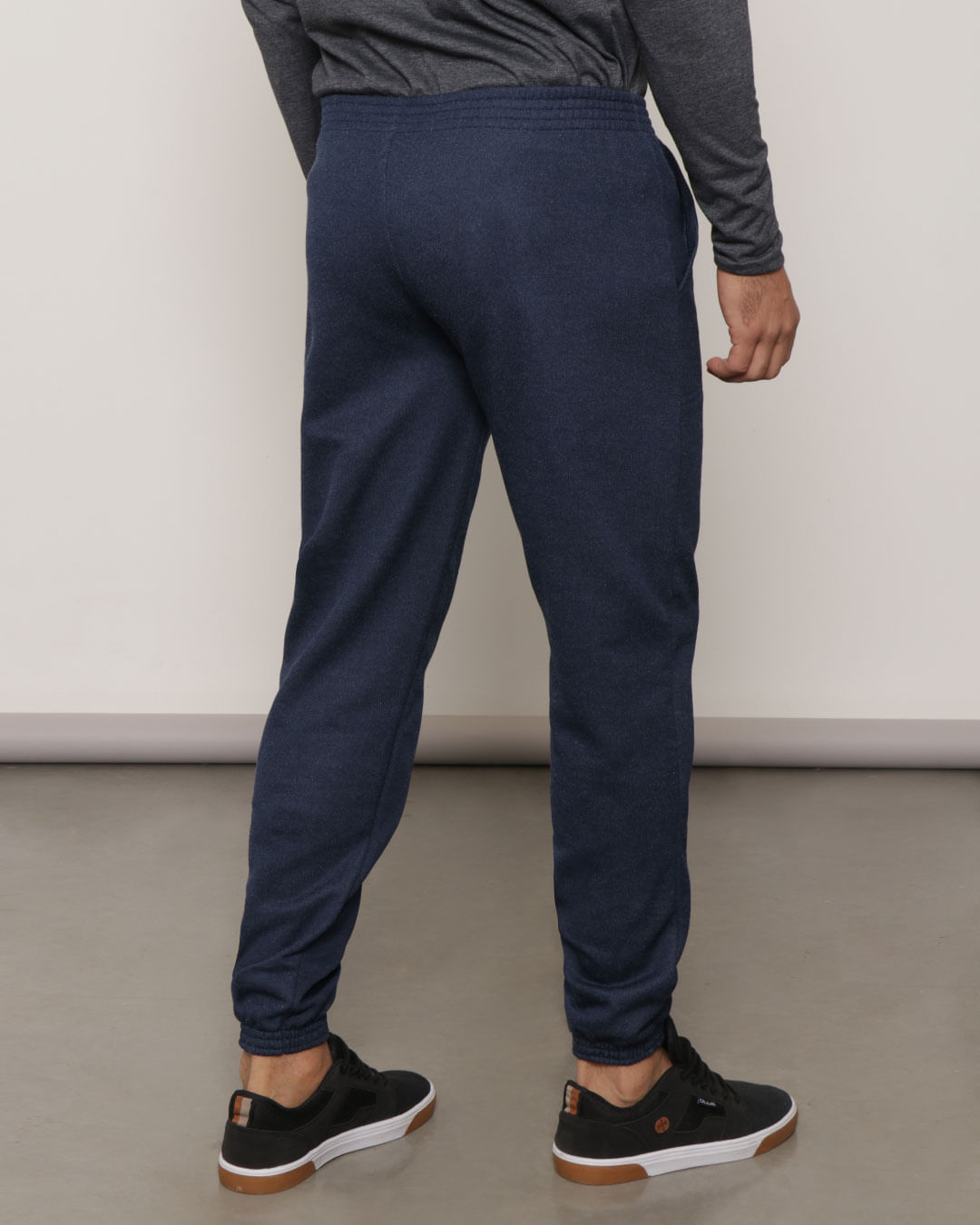 Calça Moletom Masculina Jogger Com Bolso Mescla Azul-1751471018852