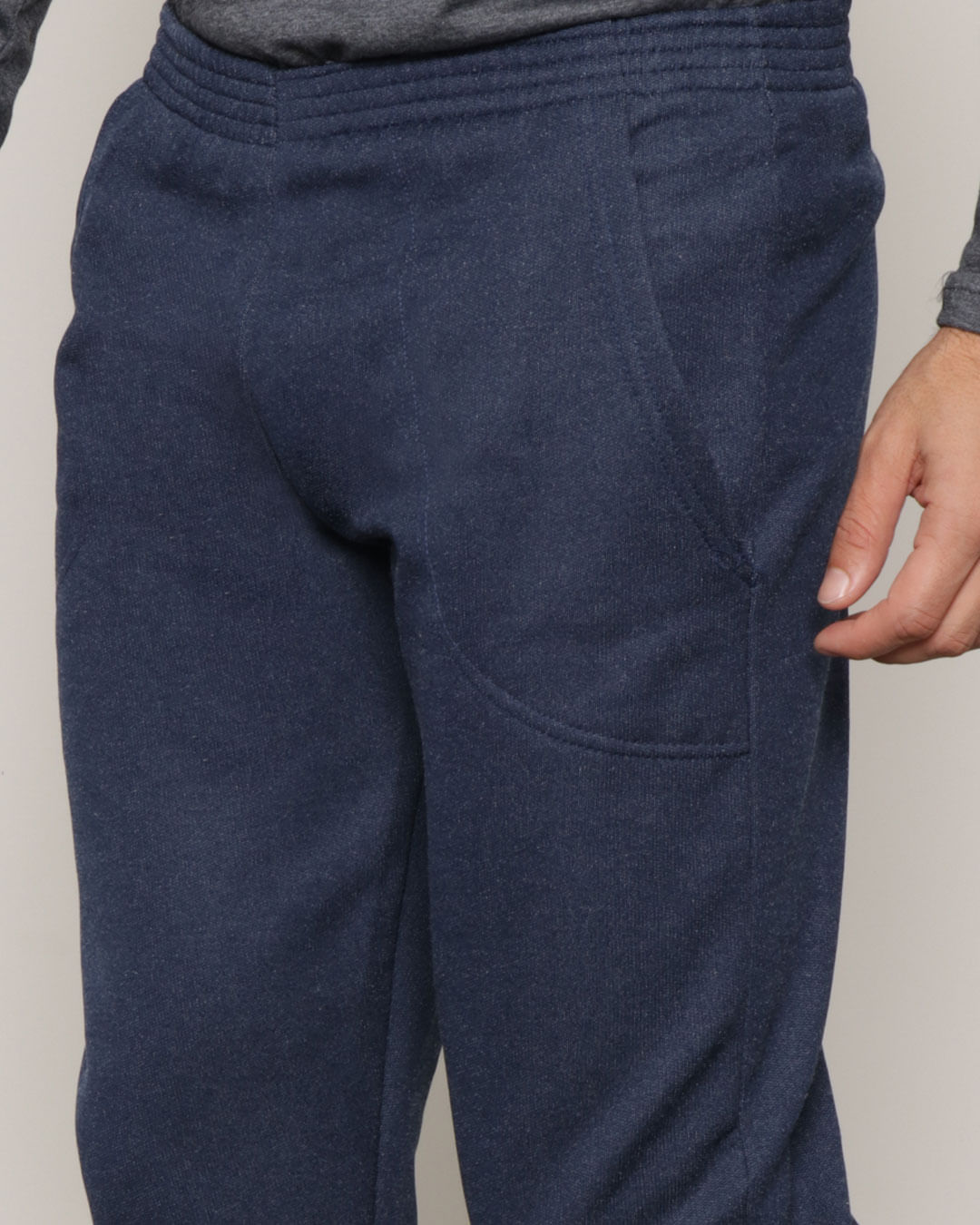 Calça Moletom Masculina Jogger Com Bolso Mescla Azul-1751471019669