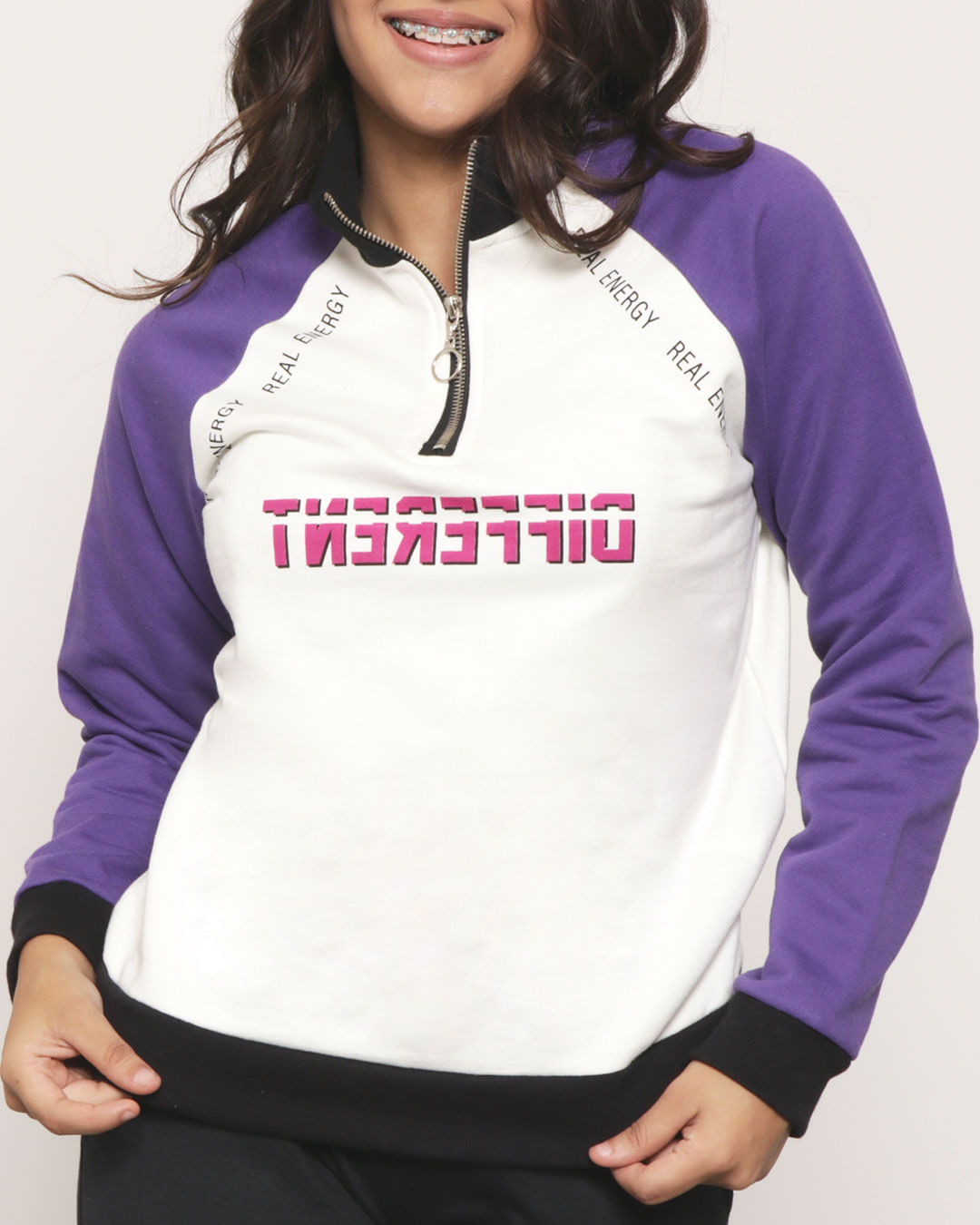 Blusão Moletom Juvenil Manga Raglan Com Estampa Off White-1751471481980