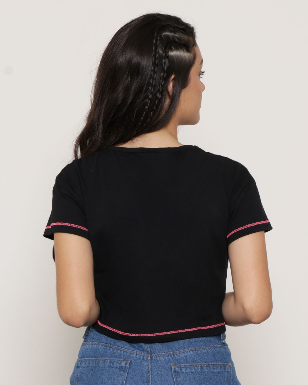 Blusa Juvenil Cropped Believe In Yourself Preta-1751471903276