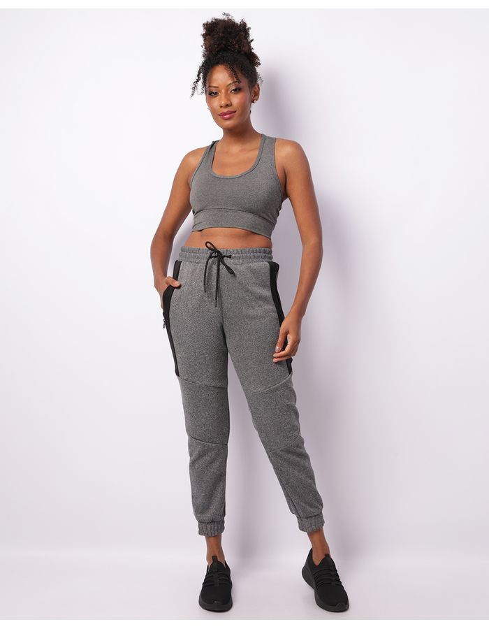 Calca-Moletom-Feminina-Jogger-Fitness-Peluciada-Cinza