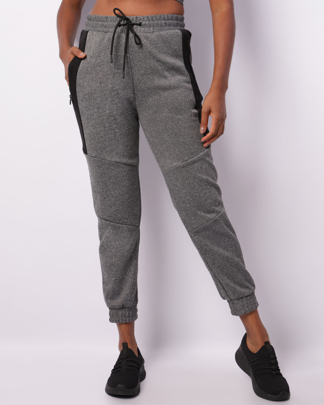 Calca-Moletom-Feminina-Jogger-Fitness-Peluciada-Cinza