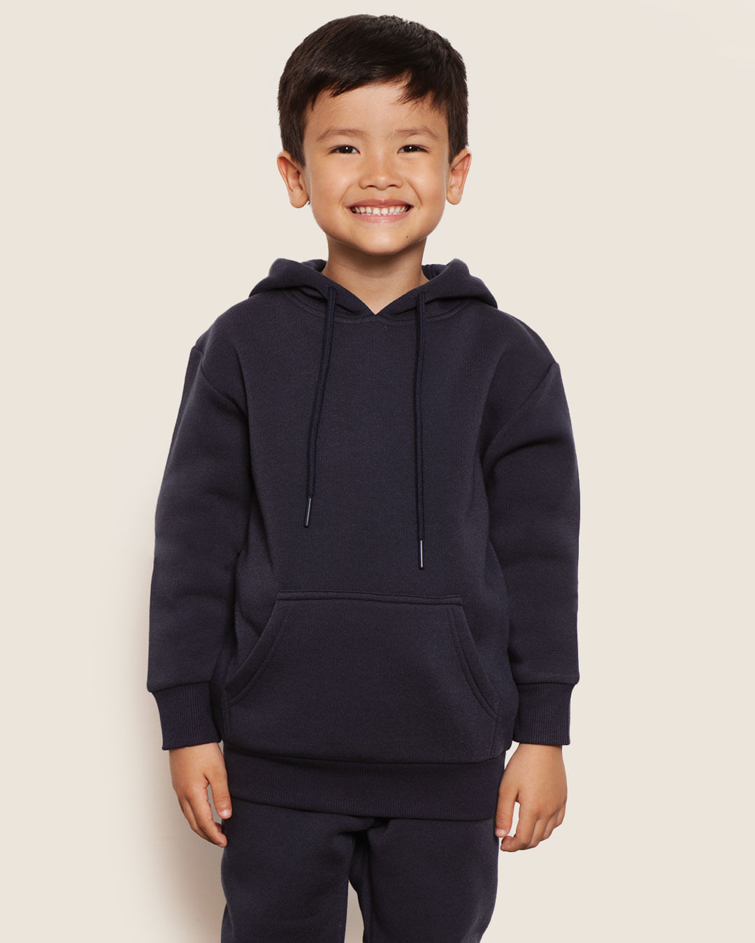 Blusão Moletom Infantil Bolso Canguru Com Capuz Azul-1751902630079