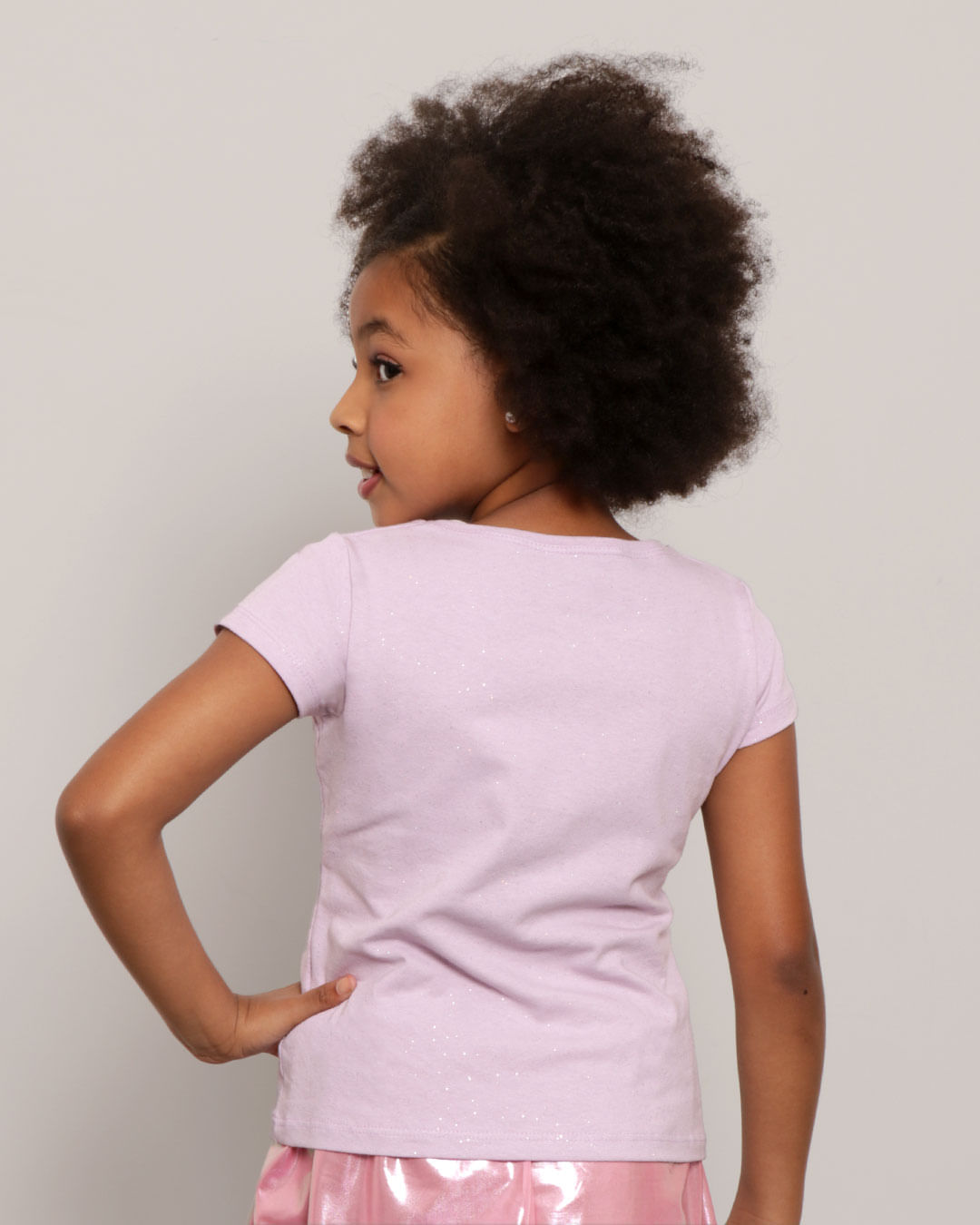 Blusa infantil Manga Curta Estampa Sereias Lilás-1751903292260
