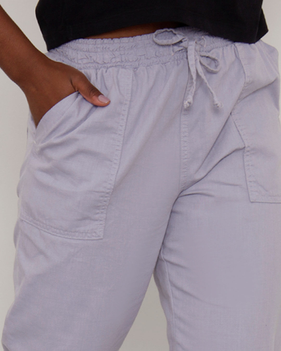 Calça Feminina Jogger Linho Lilás-1751910867578