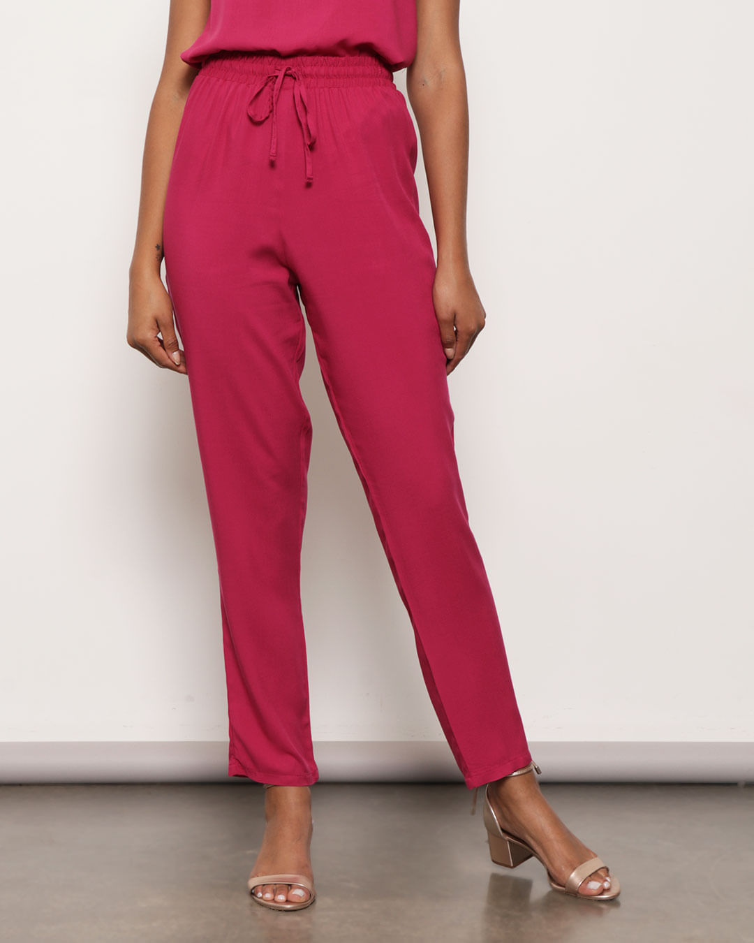 Calça Viscose Feminina Reta Rosa-1751911474602