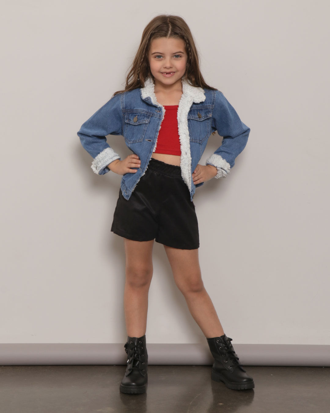 Regata Infantil Cropped Canelada Vermelha-1751921177257