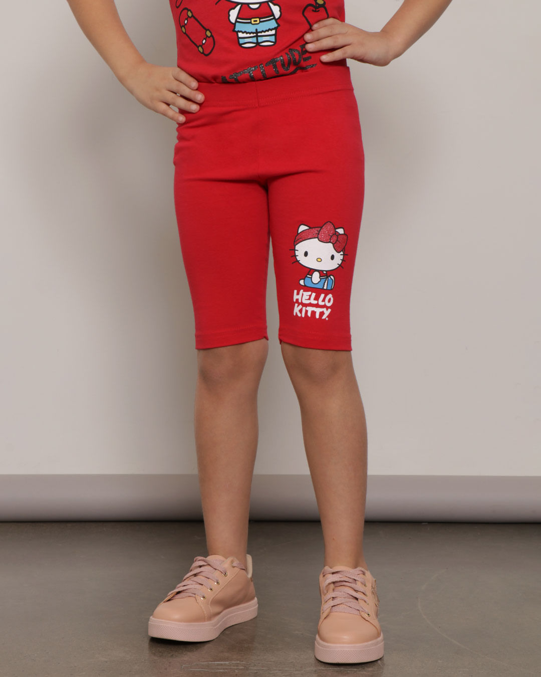 Bermuda Infantil Ciclista Hello Kitty Vermelho-1751922924972