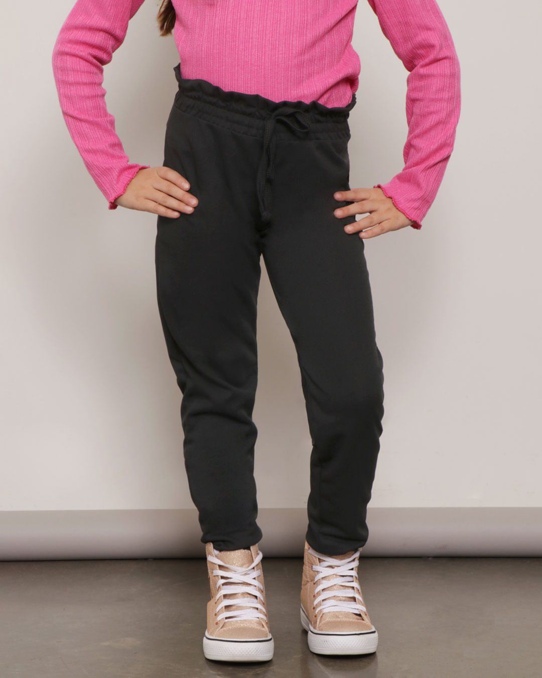 Calça Infantil Crepe Elástico Na Barra Preta-1751923069288