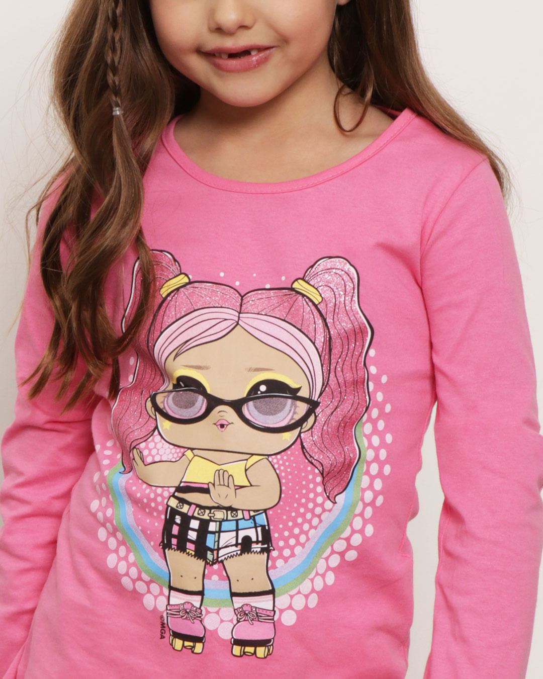 Blusa Infantil Manga Longa Estampa Lol Rosa-1751923705952