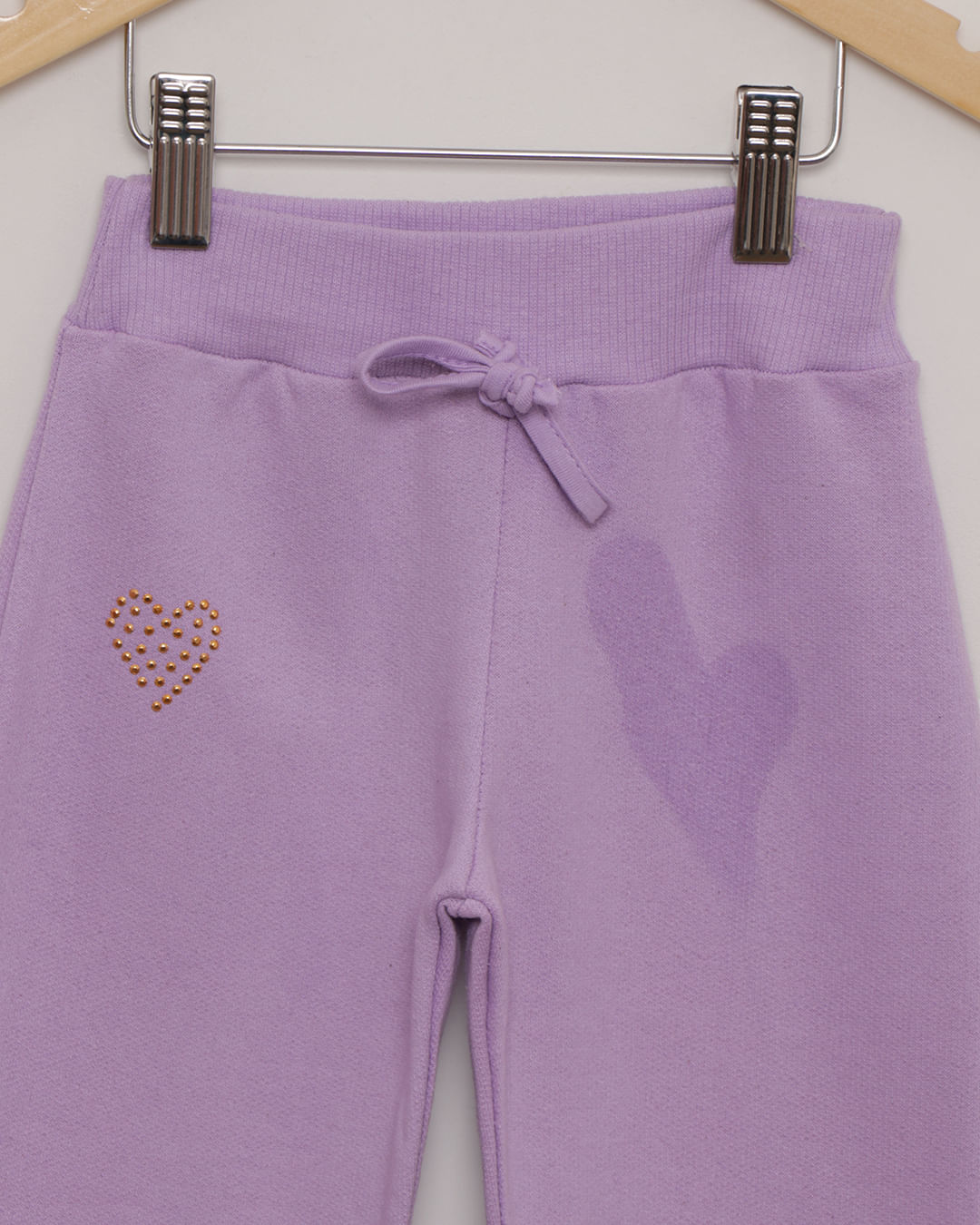 Calça Moletom Bebê Aplique Coração Lilás-1751926471064