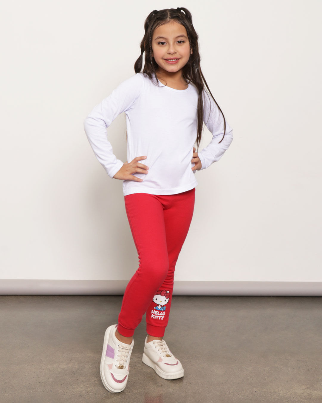 Calça Moletom Infantil Jogger Hello Kitty Vermelha-1751927425811