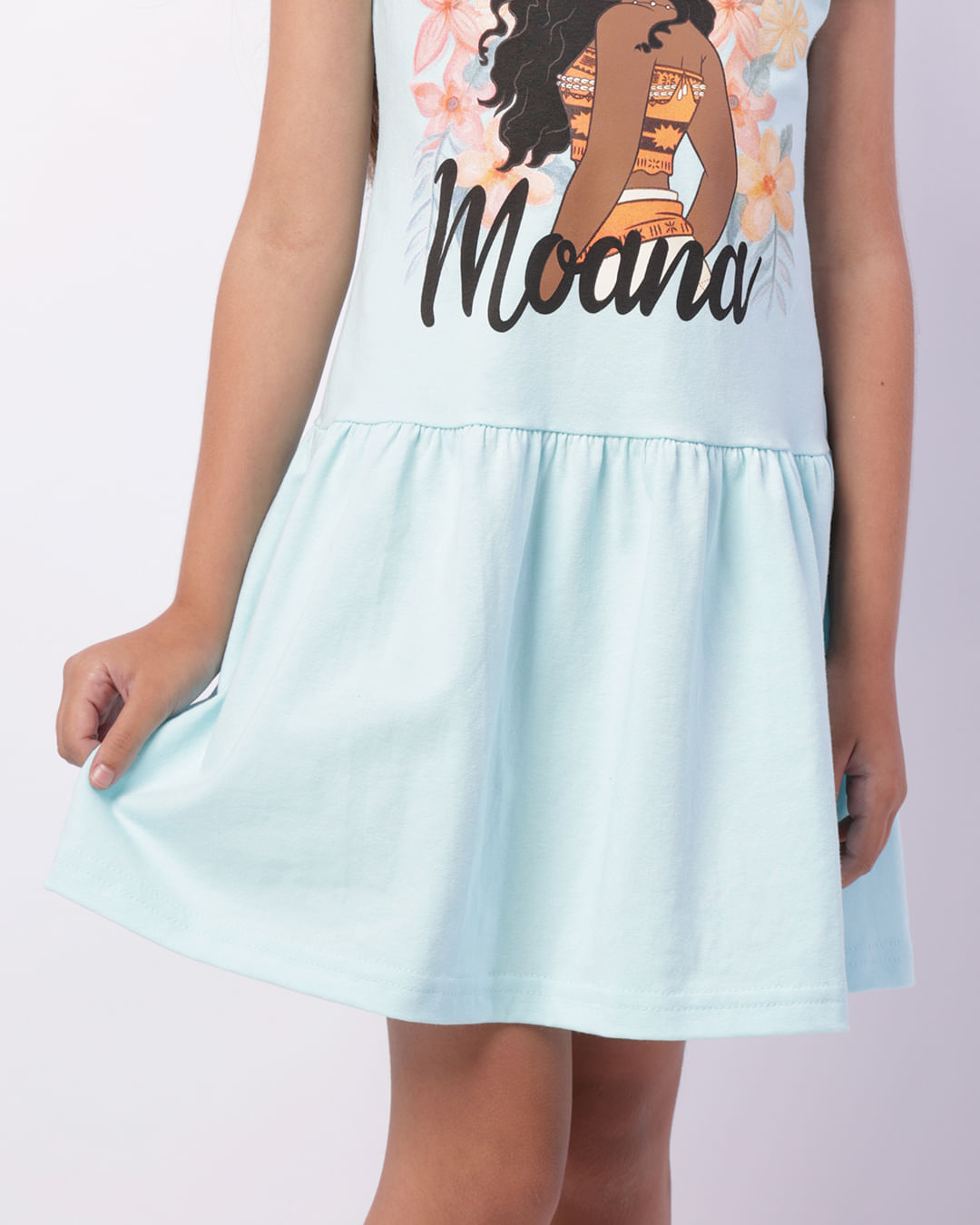 Vestido Infantil Curto Disney Moana Babado Verde-1751934018305