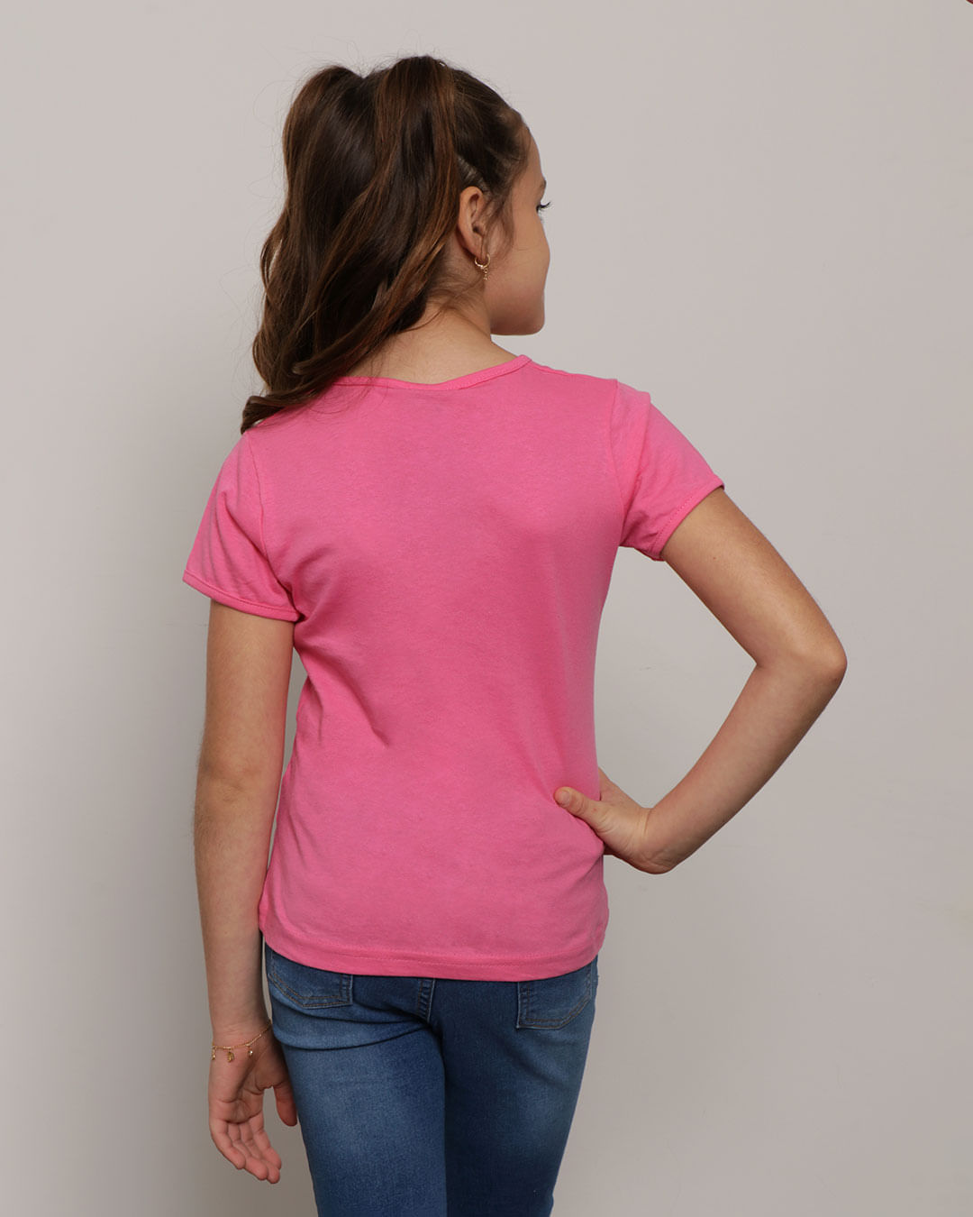 Blusa Infantil Disney Stitch Manga Curta Rosa-1751935337553