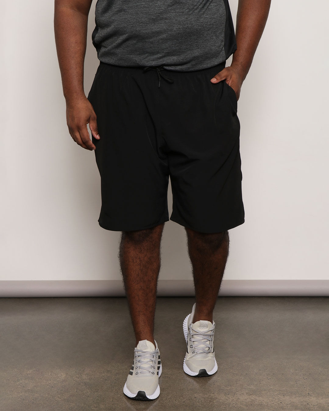 Bermuda Plus Size Masculina Lisa Bolso Preta-1751935745516