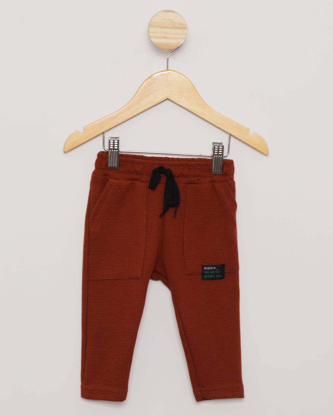 Calça Moletinho Bebê Texturizada Bolso Marrom-1751938348161