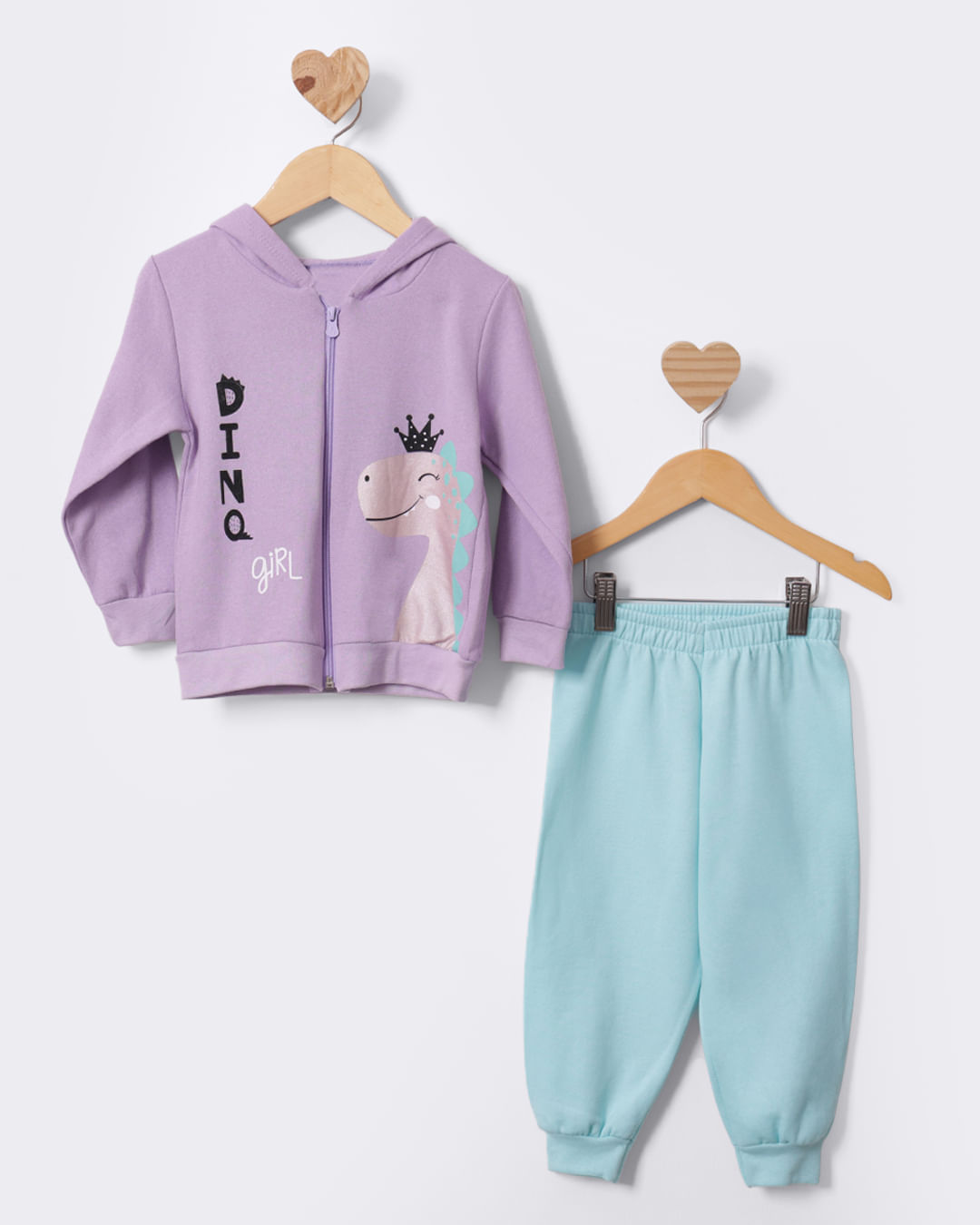 Conjunto Moletom Bebê com Capuz Estampa Frontal Lilás