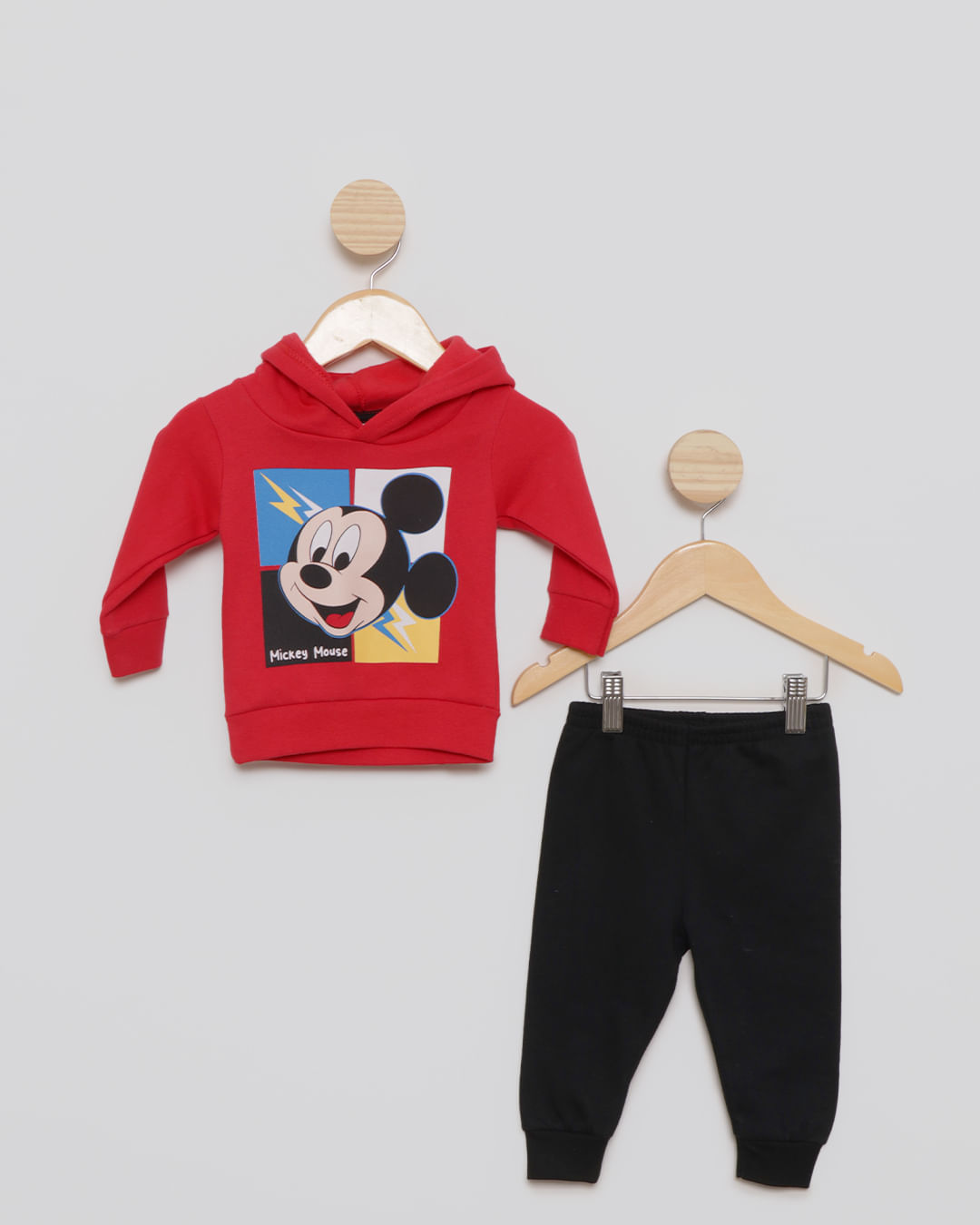 Conjunto Moletom Bebê Disney Estampa Mickey Vermelho-1751975410344