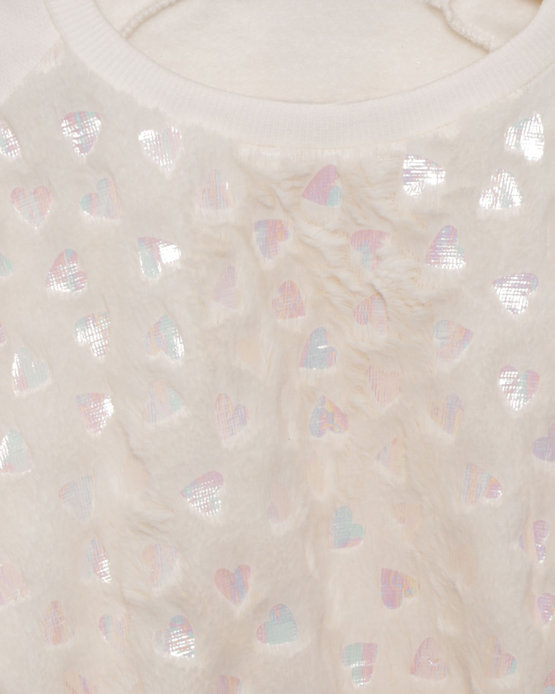 Blusão Moletom Bebê Manga Longa Pelinho Com Corações Off White-1751975599800