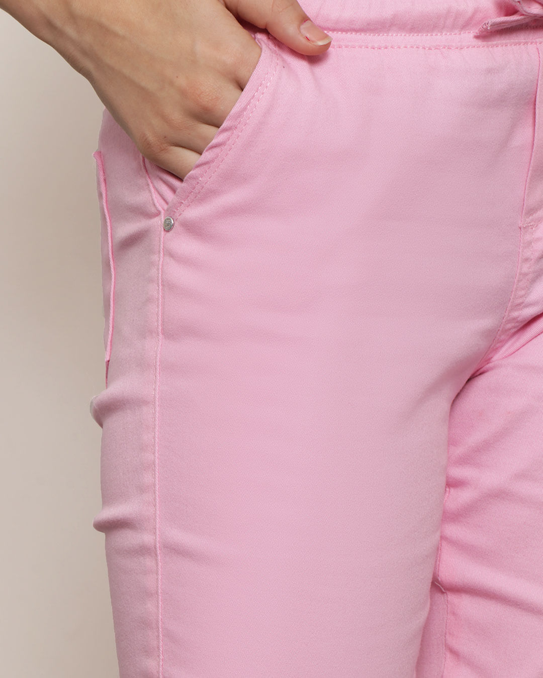 Calça Sarja Juvenil Jogger Bolso Rosa-1751975903704