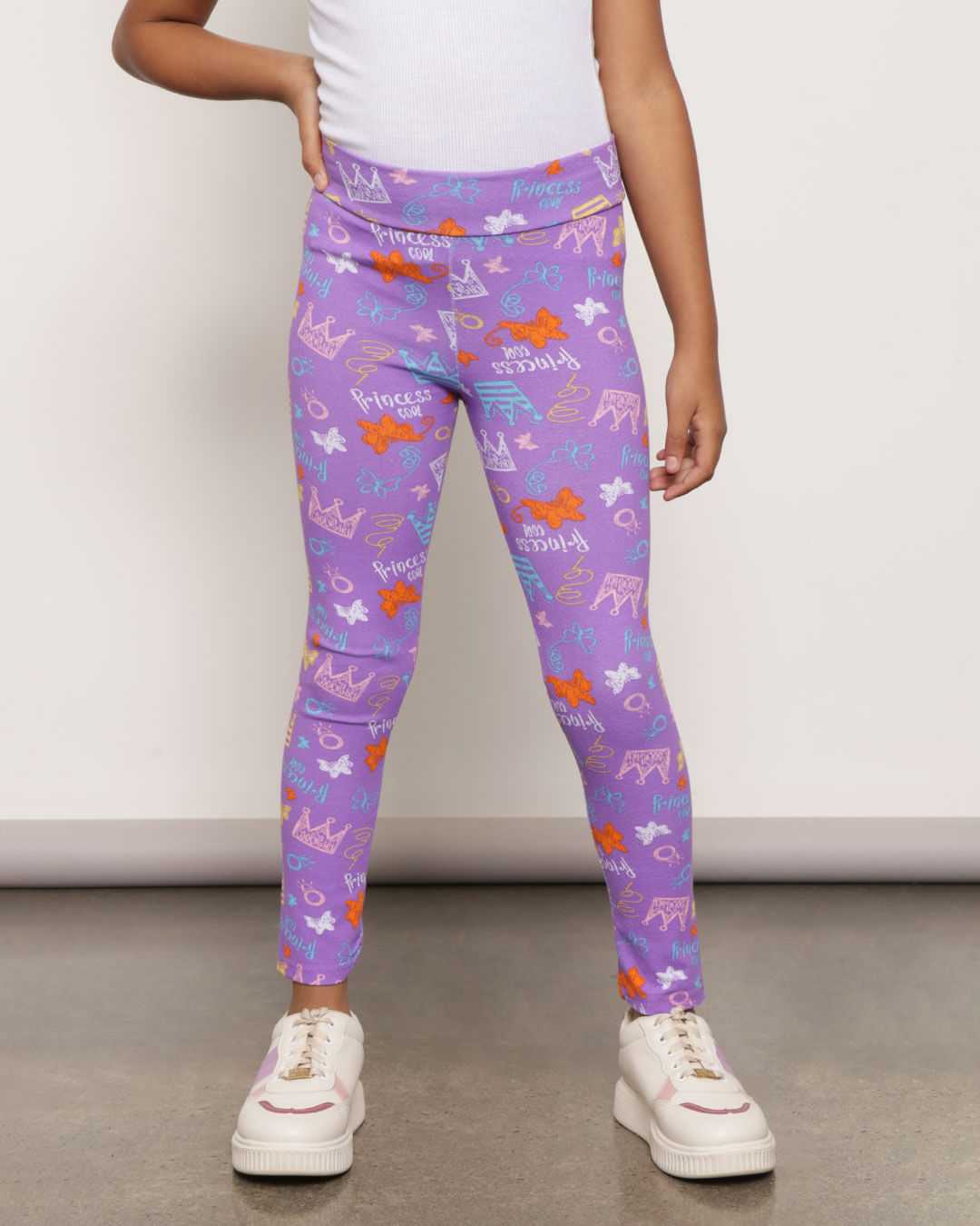 Calça Legging Legging Estampada Coroa Lilás-1751976560196