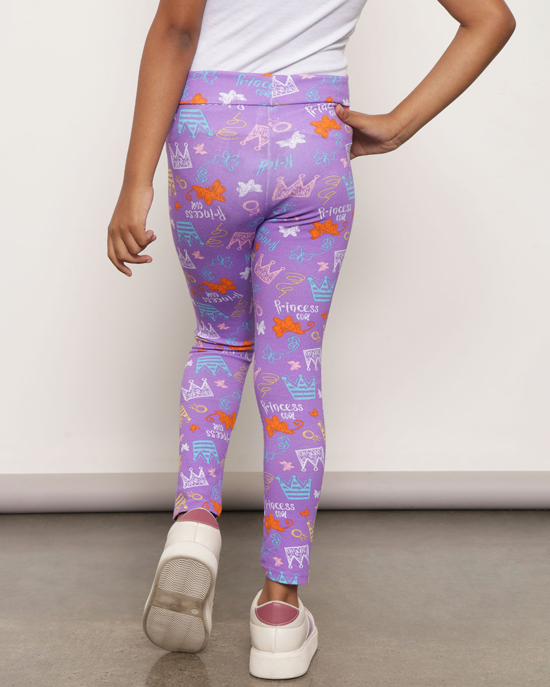 Calça Legging Legging Estampada Coroa Lilás-1751976561019