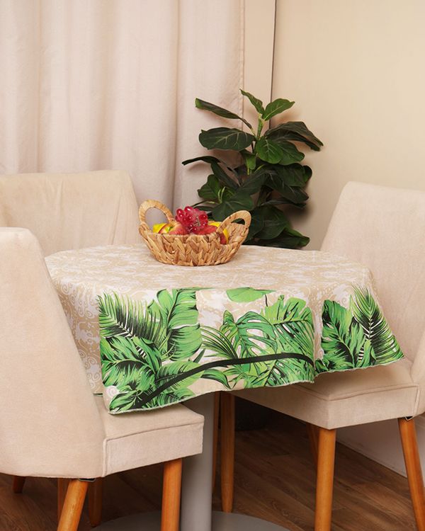 Toalha de Mesa Redonda Raner 140cm Estampada Bege UN