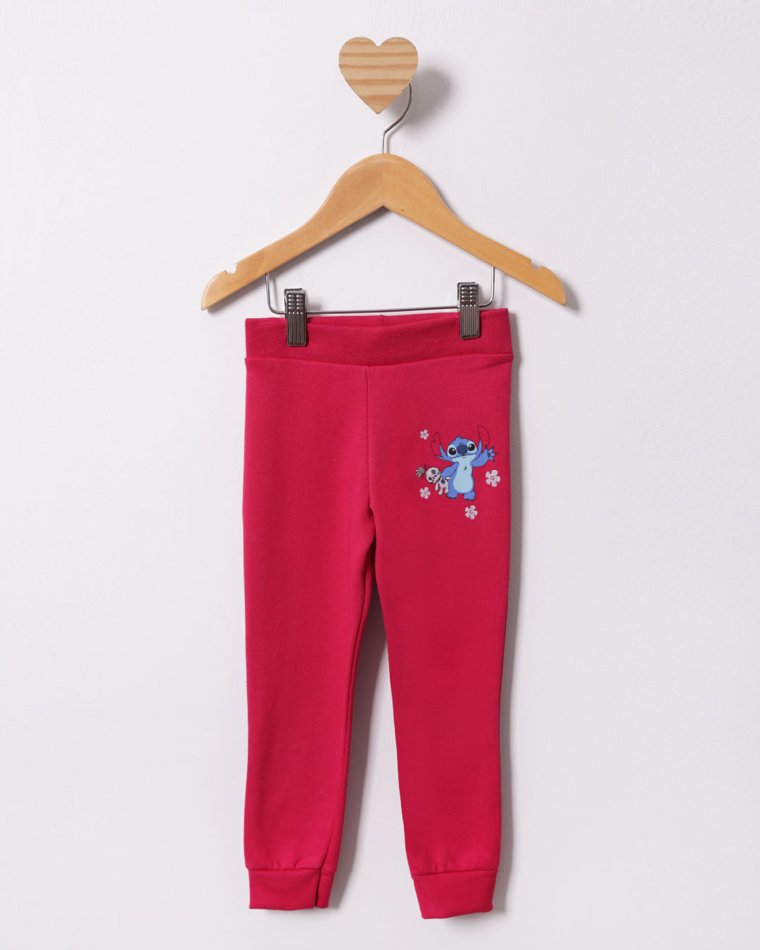 Calça Moletom Bebê Jogger Disney Stitch Rosa