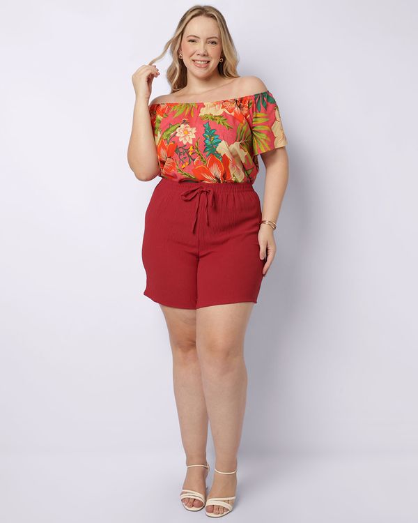 Short Plus Size Feminino Curto Vermelho G1