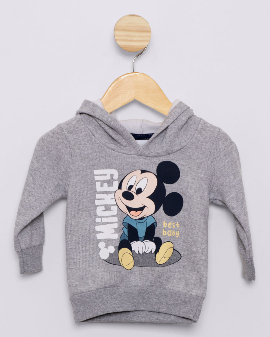 Conjunto Moletom Bebê Disney Estampa Mickey Cinza-1752678334304