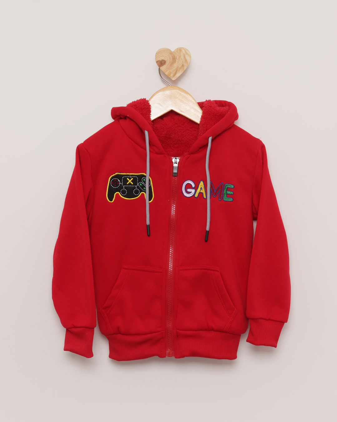 Conjunto Bebê Moletom Pelinho Pitikinho Vermelho-1752680415756