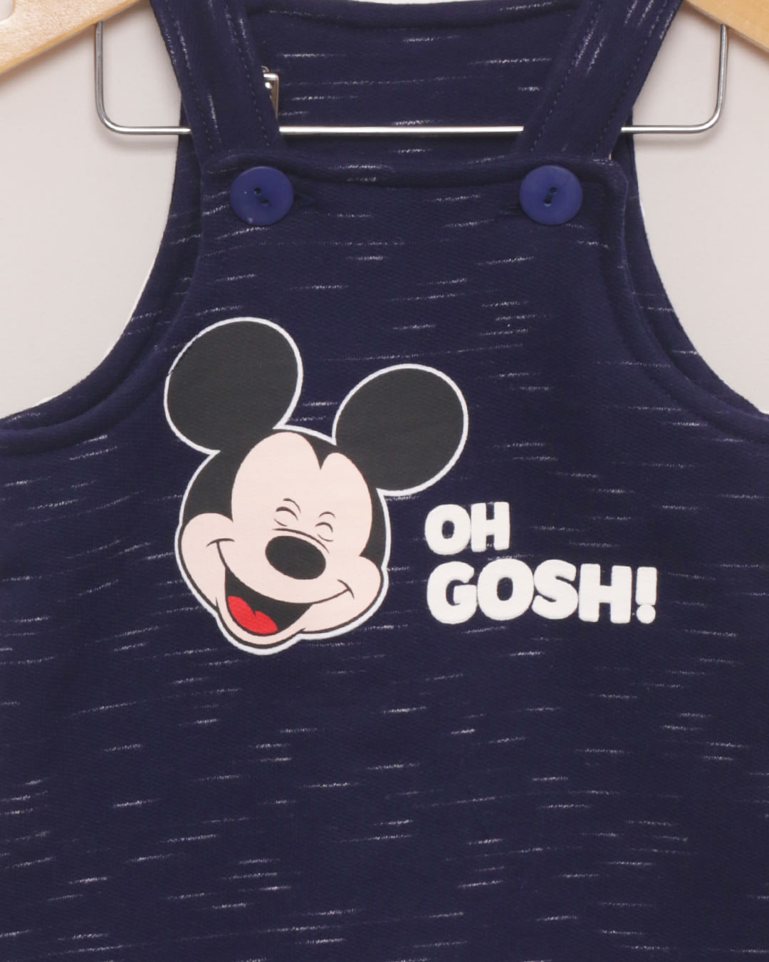 Conjunto Jardineira Bebê Estampa Mickey Disney Marinho-1752680643993