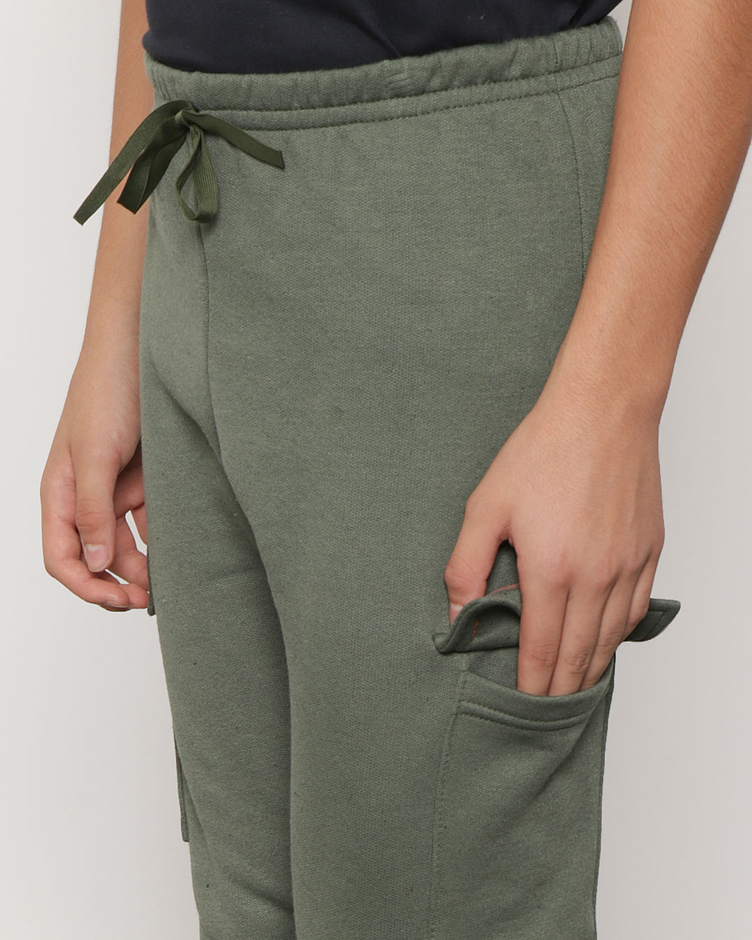 Calça Moletom Juvenil Bolso Cargo Jogger Verde-1752681187330