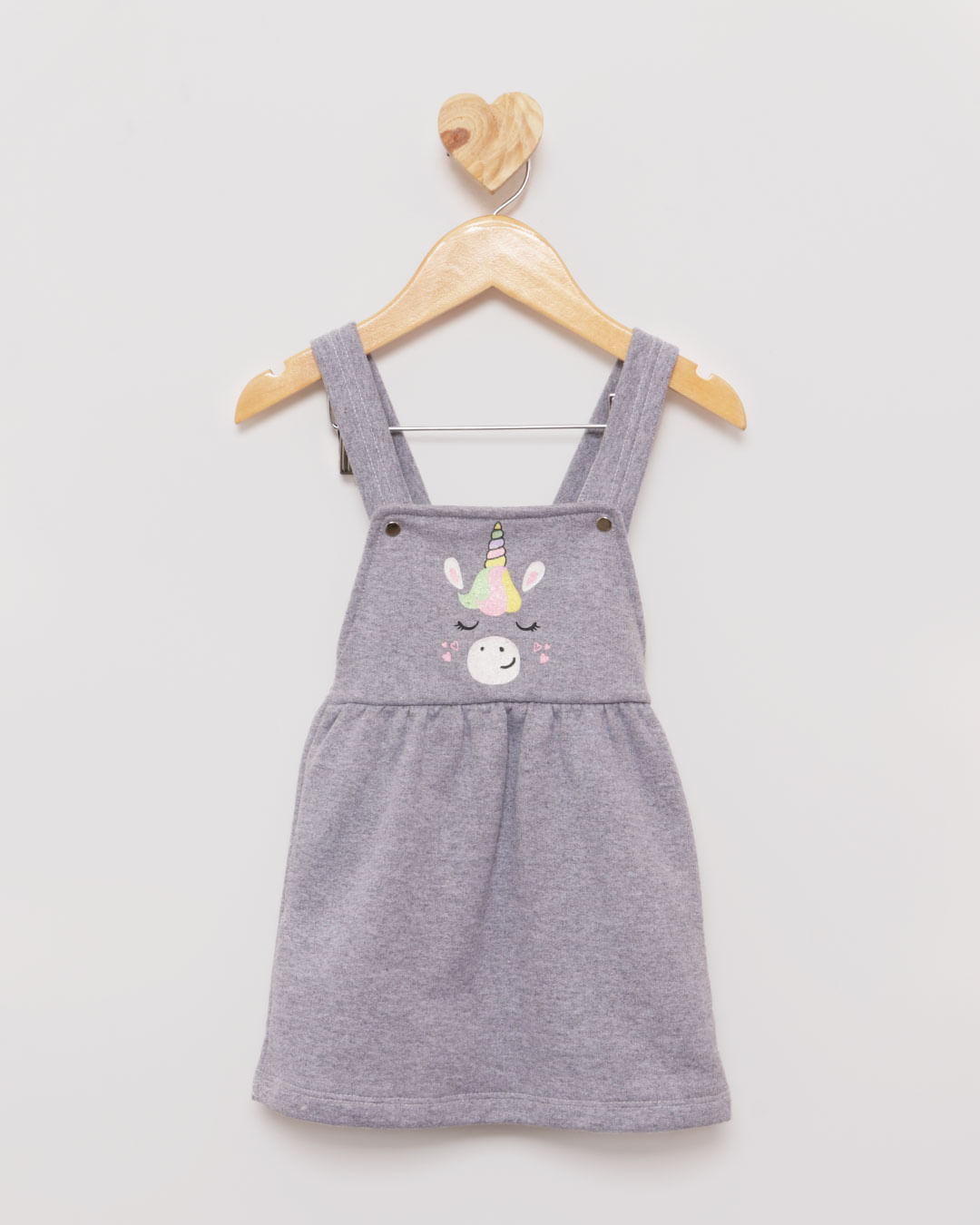 Conjunto Bebê Salopete Manga Longa Estampa Unicórnio Cinza Claro-1752681453632