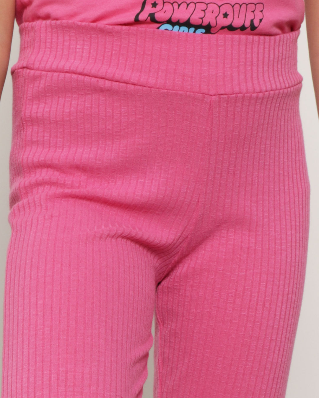 Calça Infantil Legging Canelada Frufru Rosa-1752682896158