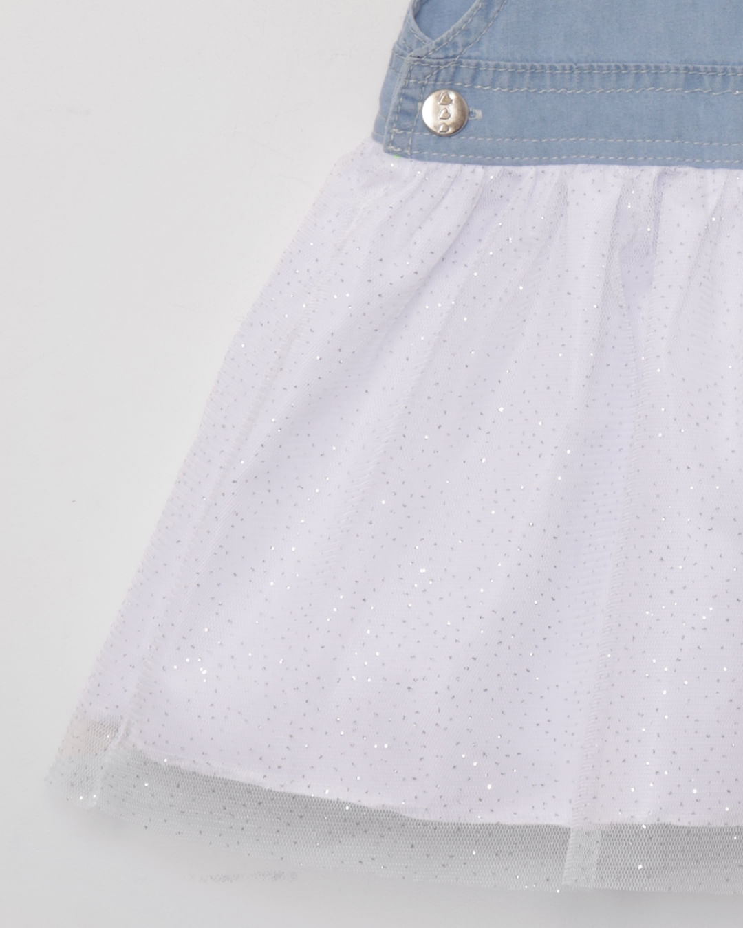 Salopete Jeans Bebê Saia Tule Brilho Azul - Main Image