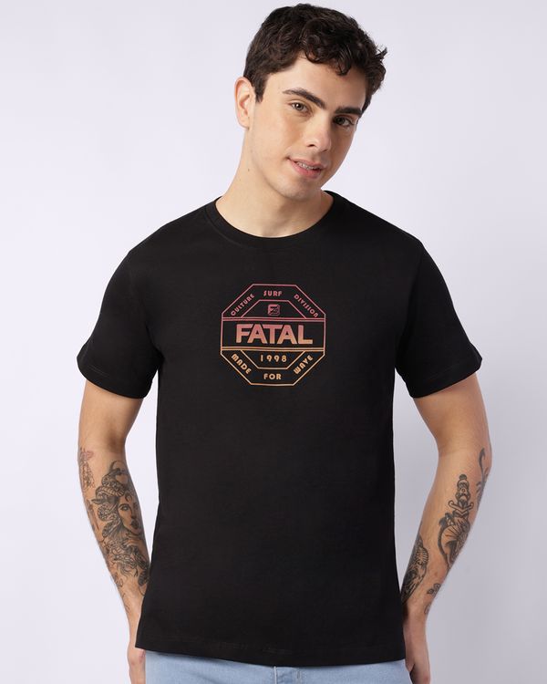 Camiseta Masculina Fatal Algodão com Estampa Manga Curta Preta GG