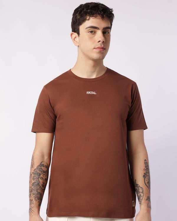 Camiseta Masculina Fatal Algodão com Estampa Manga Curta Marrom G