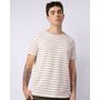 Camiseta-Masculina-Texturizada-Listrada-Manga-Curta-Bege