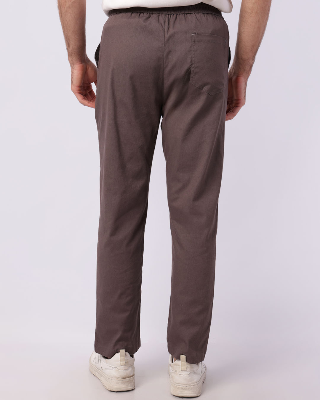 Calça Masculina Reta com Cordão Cinza-1753282102609
