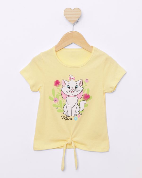 Camiseta Bebê Disney Estampa Interativa Marie Manga Curta Amarela 1